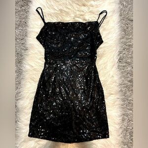 Black Sequin Mini Dress